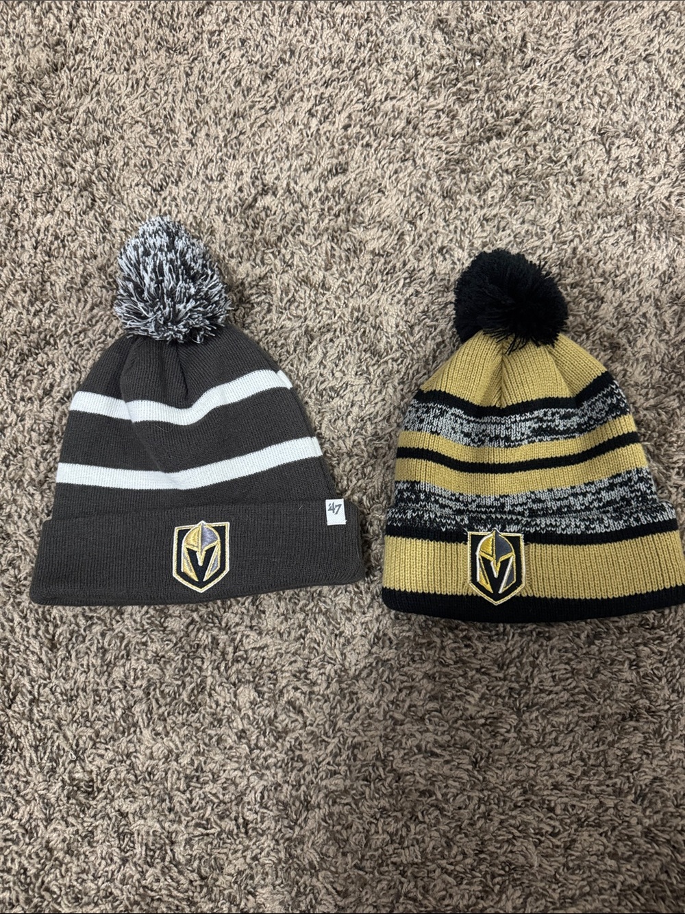 47 Vegas Golden Knights Kids Knit Pom Beanies - Black, Gold, Gray, White